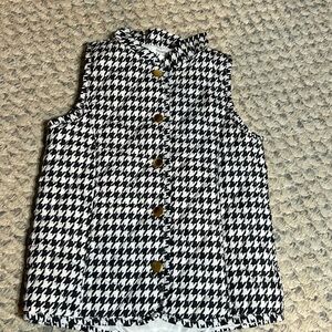 Crown & Ivy Kids Girls Houndstooth Snap Front quilted Vest 3T-EUC